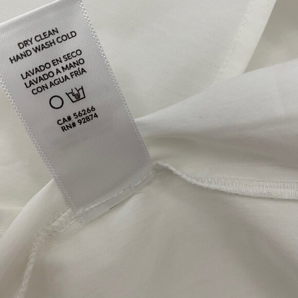 Splendid White Round Neck Button-Placket Ruffle-Sleeve Poplin Shirt Womens Large - Picture 11 of 11